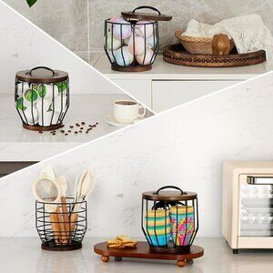 New 8-12 Cup Coffee Filters Holder with Wood Lid,Large Capacity Coffee Filter